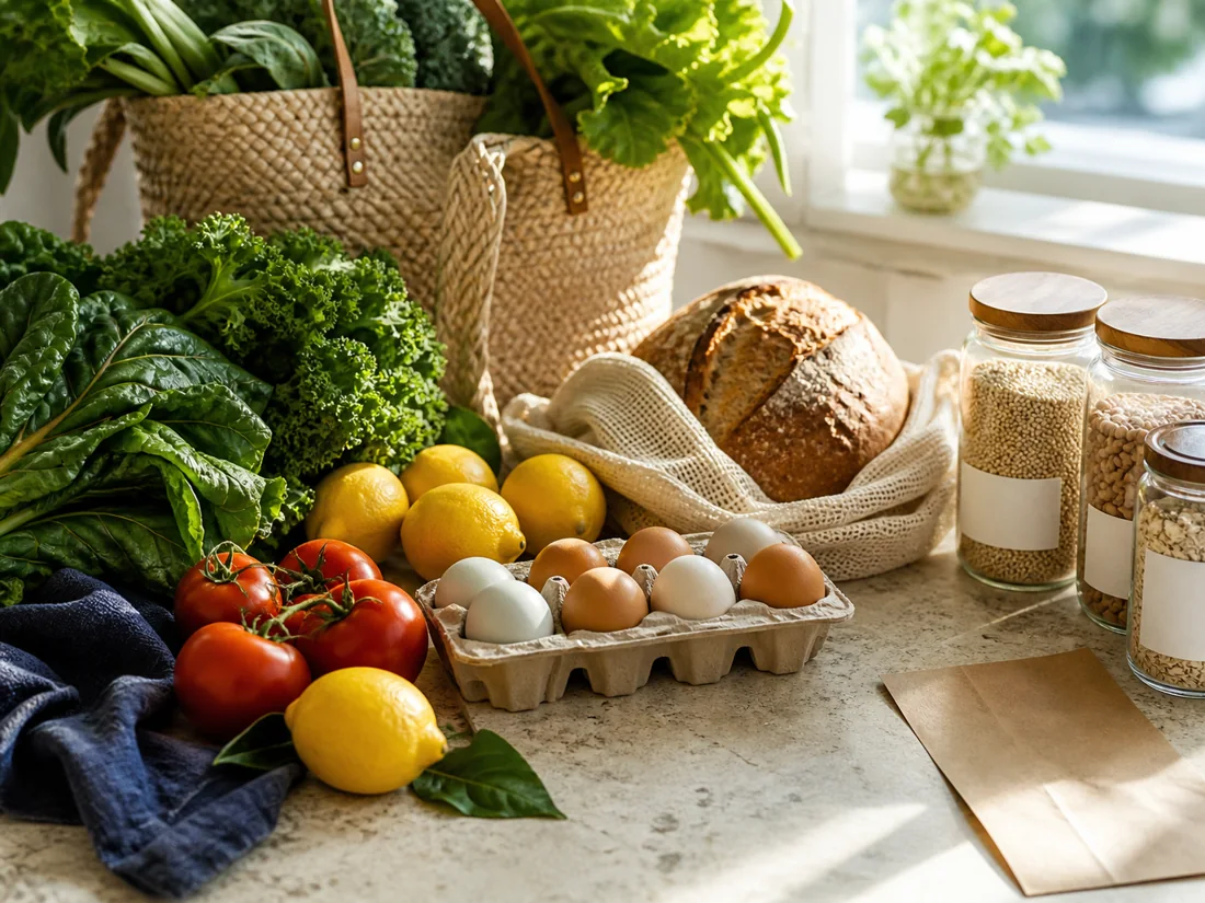 Fresh unbranded groceries and pantry staples