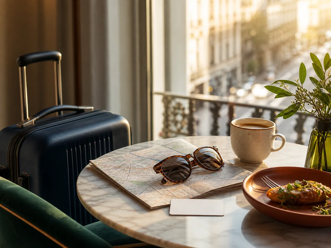 Unbranded luggage, dining, and city travel accessories